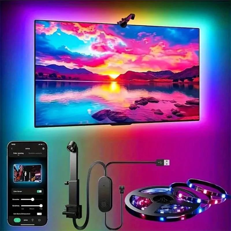 RGBIC TV Hintergrundbeleuchtung – Kamera Sync & App